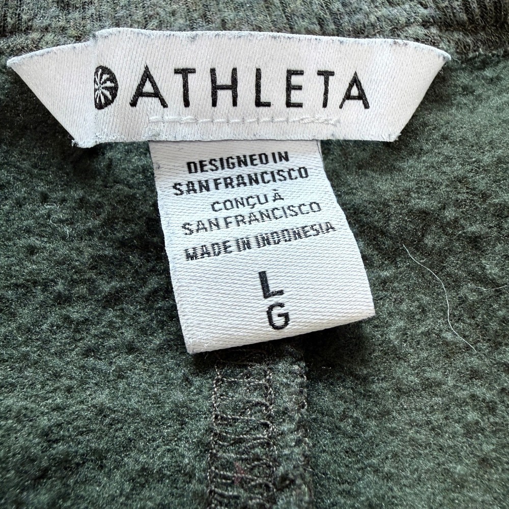 Athleta Coaster Luxe Recover Sweatshirt Dark Green Elm Large FLAW Athleisure - Picture 4 of 14